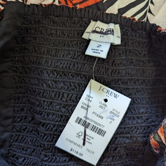 J.Crew Black Wildfire Print Puff-Sleeve Twist-Front Midi Dress NWT - Picture 10 of 14